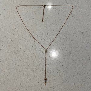 Rose Gold & Pearl Triangle Drop Necklace